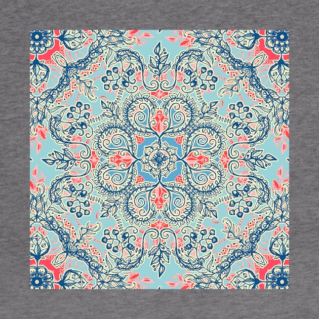 Gypsy Floral in Red & Blue by micklyn